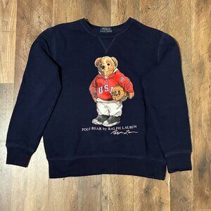 Polo RALPH LAUREN Basketball Boys 10-12 Medium Bear Sweater Shirt Crewneck